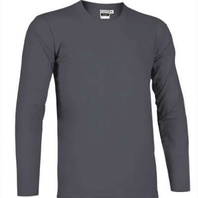 Camiseta cinzenta de manga comprida de algodão