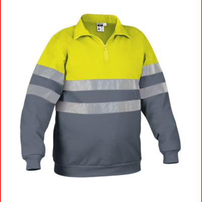 Sweatshirt alta visibilidade amarelo e cinzento com faixas refletoras