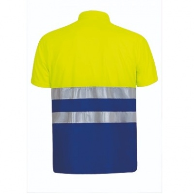 Camisola de alta visibilidade amarela e azul com faixas refletoras