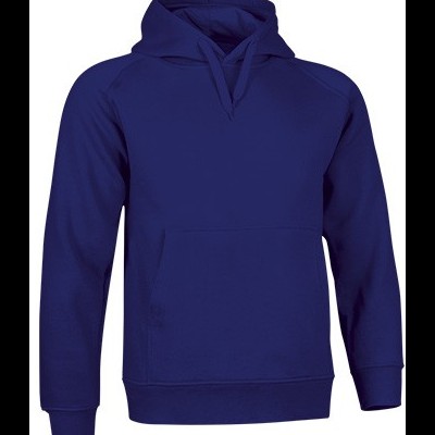 Camisola azul escura com capuz e bolso frontal