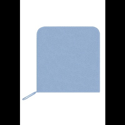 Toalha azul clara quadrada com fecho de correr