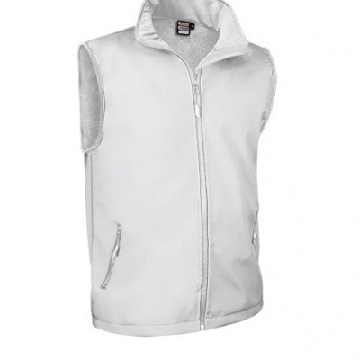 Colete branco sem mangas com fecho e bolsos