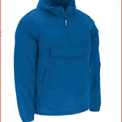 Casaco azul com capuz e bolso frontal