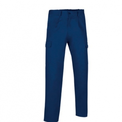 Calças compridas azul-escuro com bolsos laterais