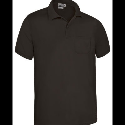 Polo preta com bolso e gola dobrável