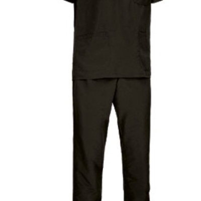 Conjunto de fato médico preto com camisa e calças