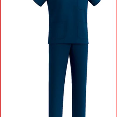 Fato uniforme médico azul escuro com camisola de manga curta e calças compridas