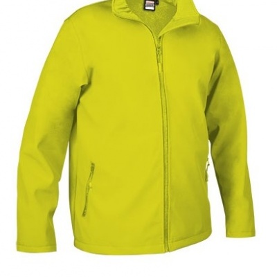 Casaco amarelo fluorescente com fecho e bolsos