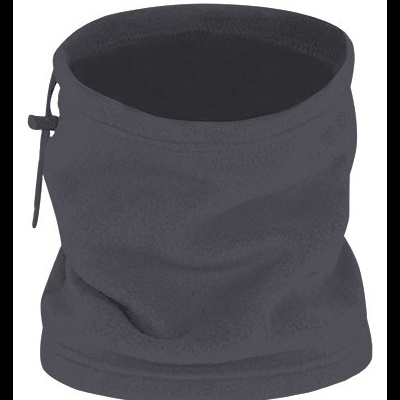 Cachecol tubular cinzento escuro em tecido polar com cordão ajustável