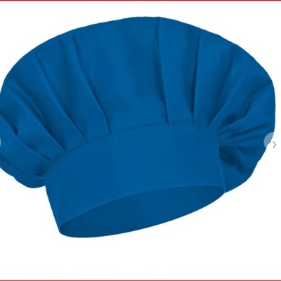 Touca de chef azul com pregas e faixa larga