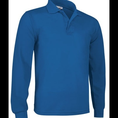 Polo azul de manga comprida com gola e punhos