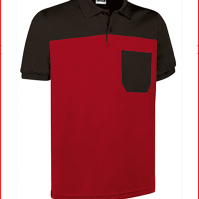 Polo vermelho e preto com bolso e gola