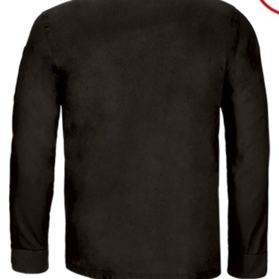 Camisa preta de manga comprida vista de costas