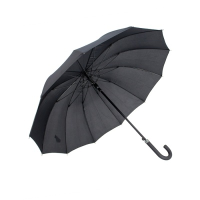 Guarda-chuva preto aberto com cabo curvo