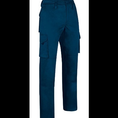 Calças cargo azuis escuras com bolsos laterais