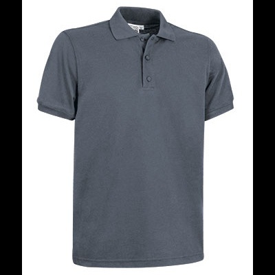 Polo cinza escuro de manga curta com gola e botões