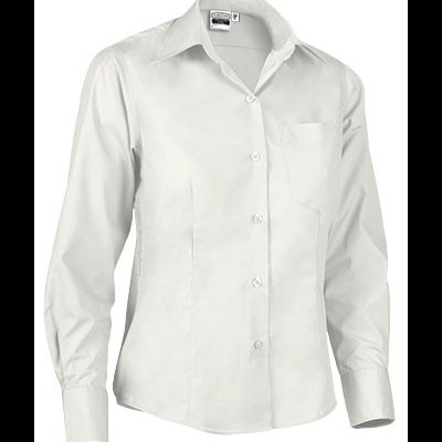 Camisa branca feminina manga comprida com bolso no peito