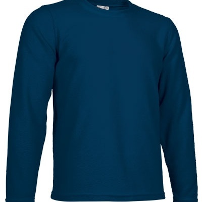 Camisola masculina azul escura de malha com gola redonda e mangas compridas