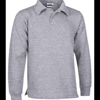 Polo de manga comprida cinzento com gola clássica e punhos elásticos