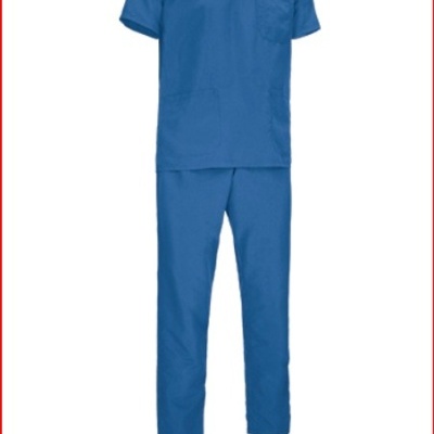 Uniforme médico azul com camisa e calças
