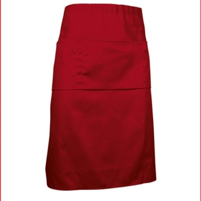 Avental vermelho com bolso frontal duplo