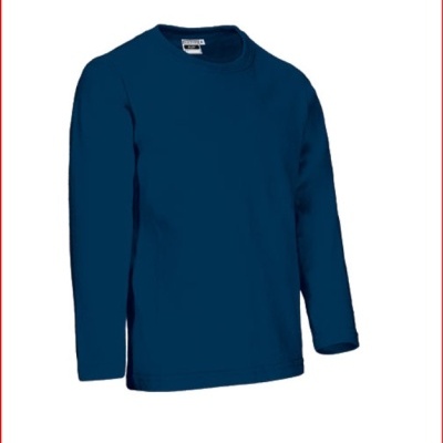 Camisola azul escuro de manga comprida com gola redonda