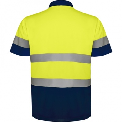 Camisola de alta visibilidade amarela e azul com faixas refletoras