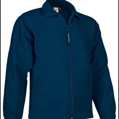 Casaco azul escuro com fecho de correr e bolsos