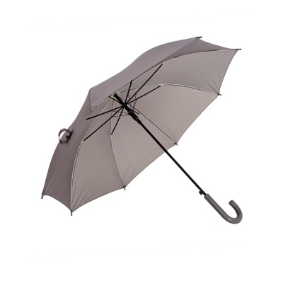 guarda-chuva cinzento com pega curva