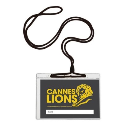Cartão de identificação Cannes Lions com cordão preto