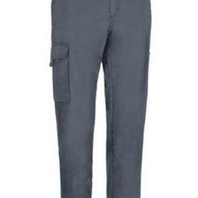Calças de trabalho cinza com bolso lateral tipo cargo
