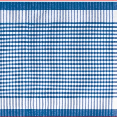 Guardanapo quadriculado azul e branco com riscas horizontais e verticais