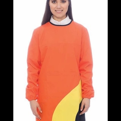 Blusão comprido com mangas longas laranja, amarelo e preto