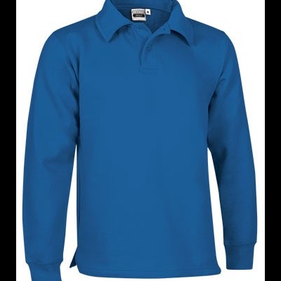 Camisola polo azul de manga comprida com gola e botões