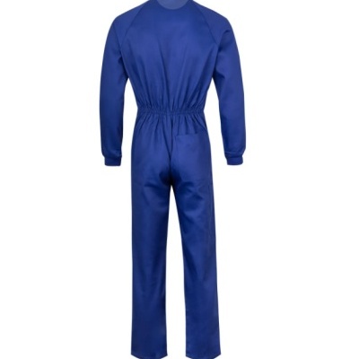 Macacão azul de protecção com mangas compridas e cintura elástica