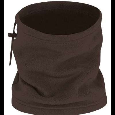 Cachecol tubarão castanho escuro em tecido polar com cordão de ajuste lateral