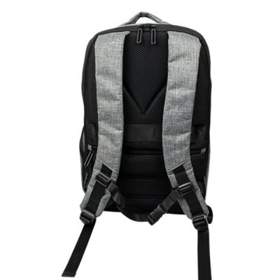 Mochila cinza e preta com alças almofadadas e costas acolchoadas