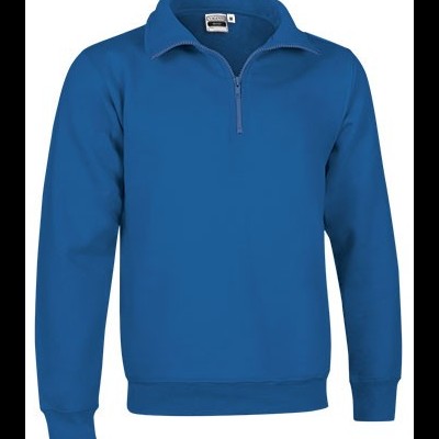 Sweatshirt azul com fecho de correr curto e gola alta