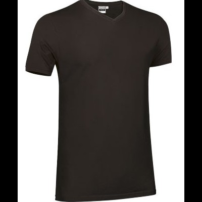Camiseta preta manga curta decote em V