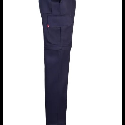 Calças de trabalho azuis escuras com bolsos laterais