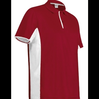 Polo vermelho com laterais brancas e gola