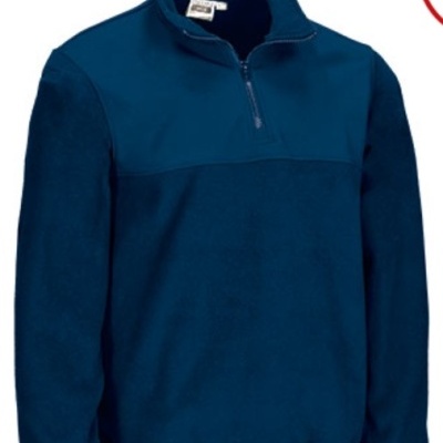 Sweatshirt azul-escuro com meio fecho e gola alta