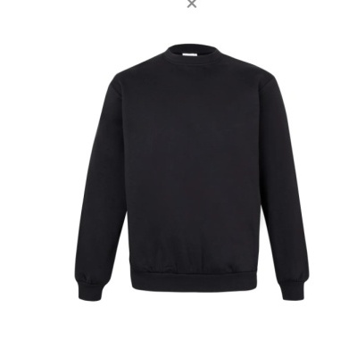 Sweatshirt preta de manga comprida com gola redonda