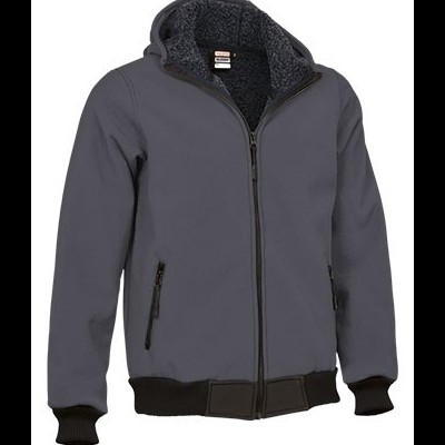 Casaco cinzento com capuz e interior felpudo