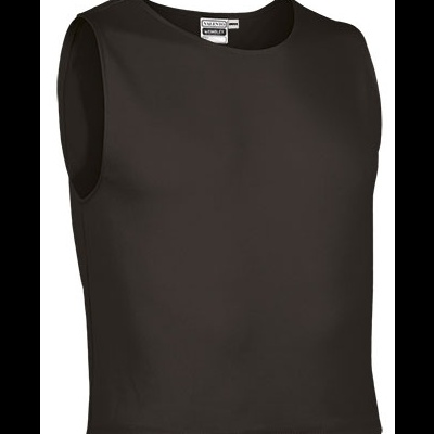 Camisola preta sem mangas com gola redonda