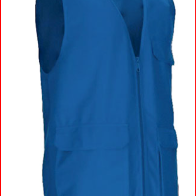 Colete azul com fecho e bolsos