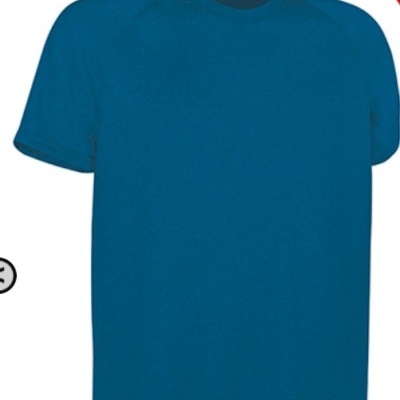 T-shirt azul de manga curta com gola redonda