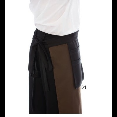 Avental castanho e preto com bolso lateral