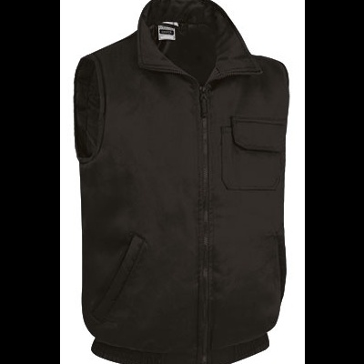 Colete preto com bolso frontal e fecho de correr