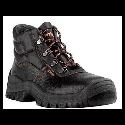 Bota de trabalho preta com atacadores castanhos e sola antiderrapante